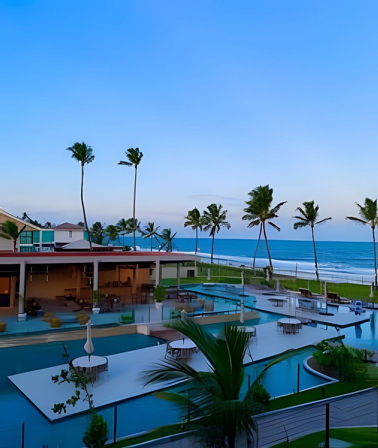 Beira-mar com restaurante, academia e recreação