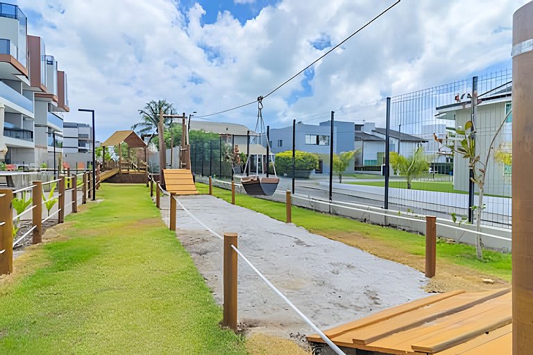 Beira-mar com restaurante, academia e recreação