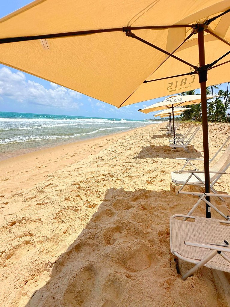 Apê 2 quartos beira-mar c/ restaurante e recreação