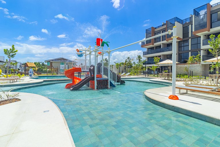 Apê 2 quartos beira-mar c/ restaurante e recreação