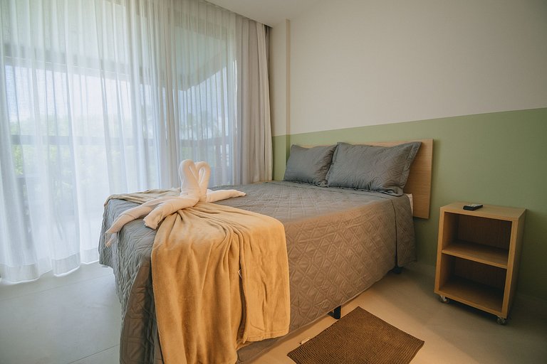 Apê 2 quartos beira-mar c/ restaurante e recreação