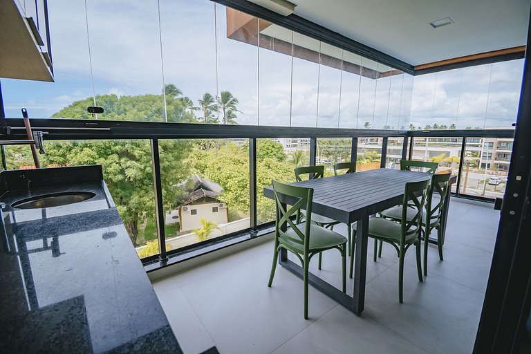 Apê 2 quartos beira-mar c/ restaurante e recreação