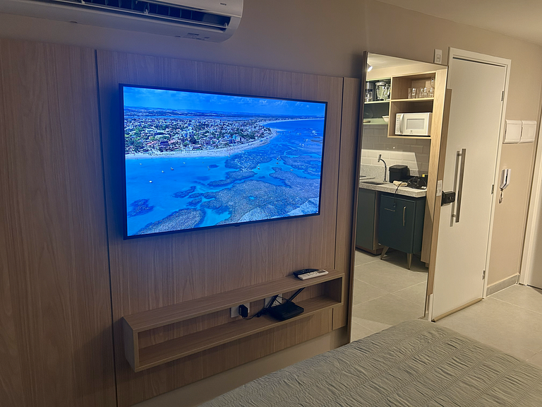 Estúdio com vista mar e piscina no rooftop