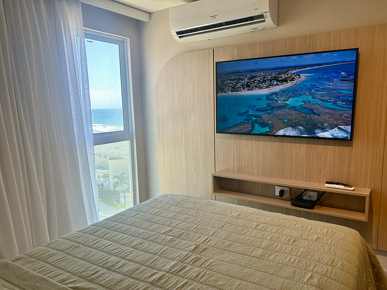 Estúdio com vista mar e piscina no rooftop