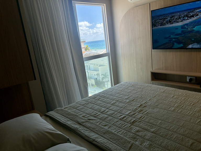 Estúdio com vista mar e piscina no rooftop