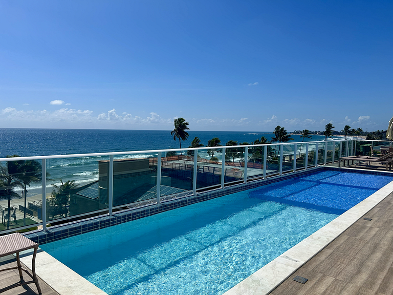 Estúdio com vista mar e piscina no rooftop