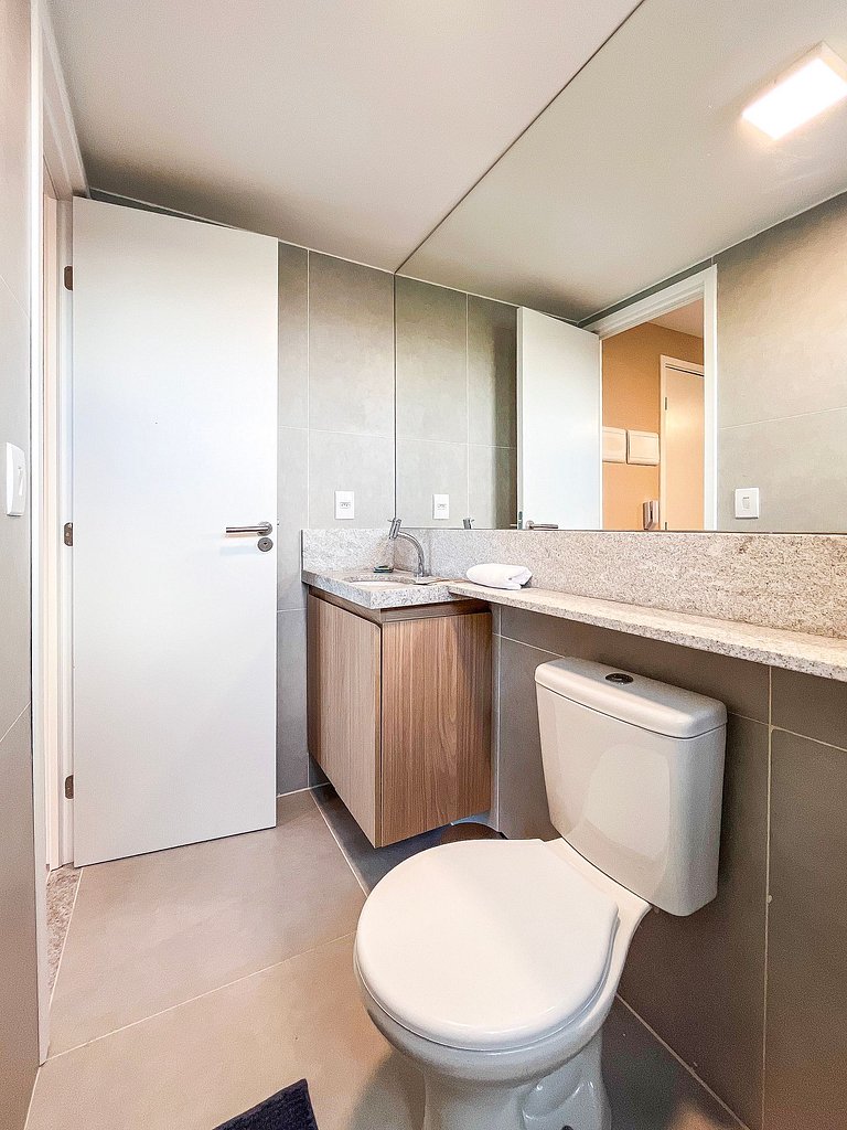 Estúdio com vista mar e piscina no rooftop