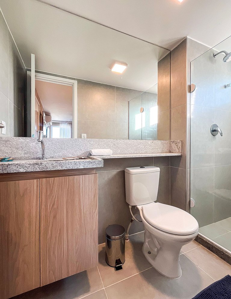 Estúdio com vista mar e piscina no rooftop