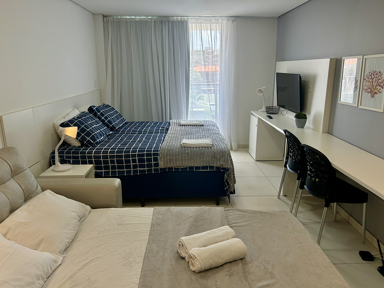 Studio aconchegante c/ vista piscina