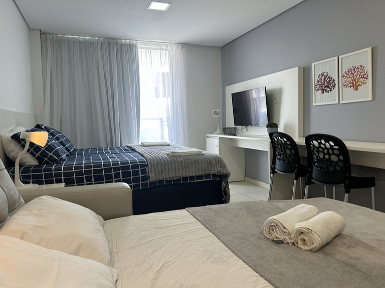 Studio aconchegante c/ vista piscina