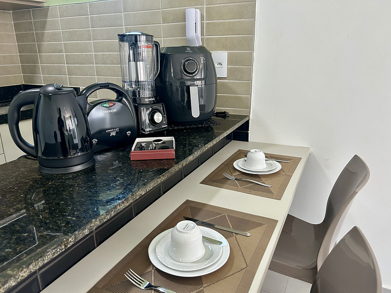 Studio a 200m do mar com infraestrutura completa