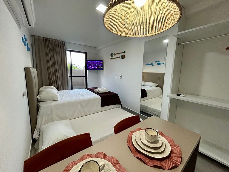 Studio com jacuzzi privativa na Praia do Cupe