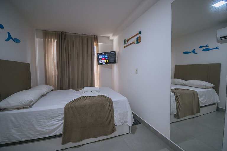 Studio com jacuzzi privativa na Praia do Cupe