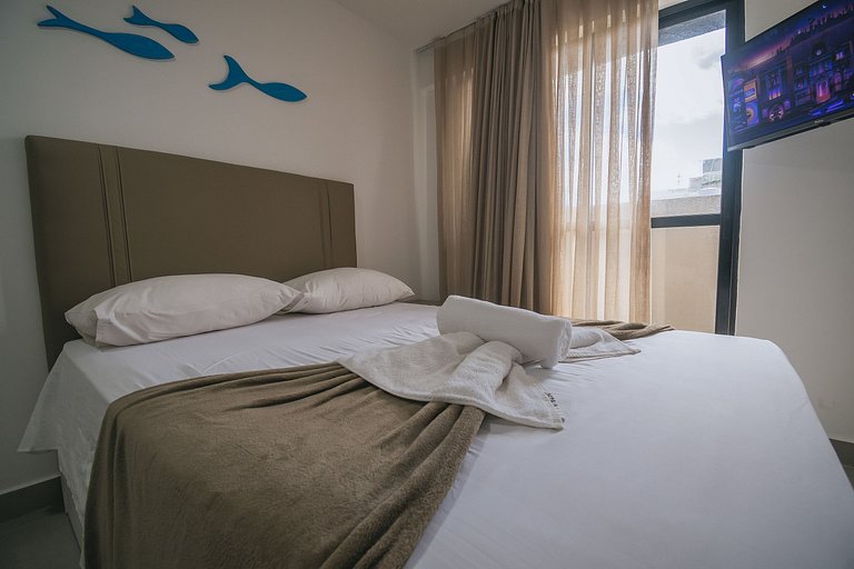 Studio com jacuzzi privativa na Praia do Cupe