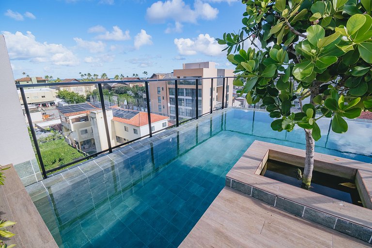 Studio com jacuzzi privativa na Praia do Cupe