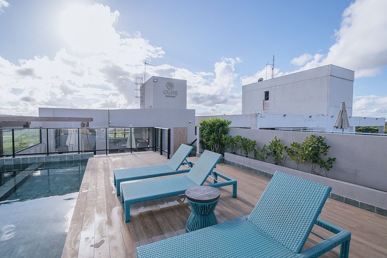Studio com jacuzzi privativa na Praia do Cupe