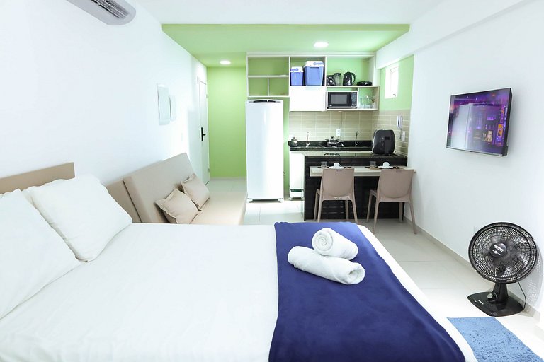 Studio a 200m do mar com infraestrutura completa