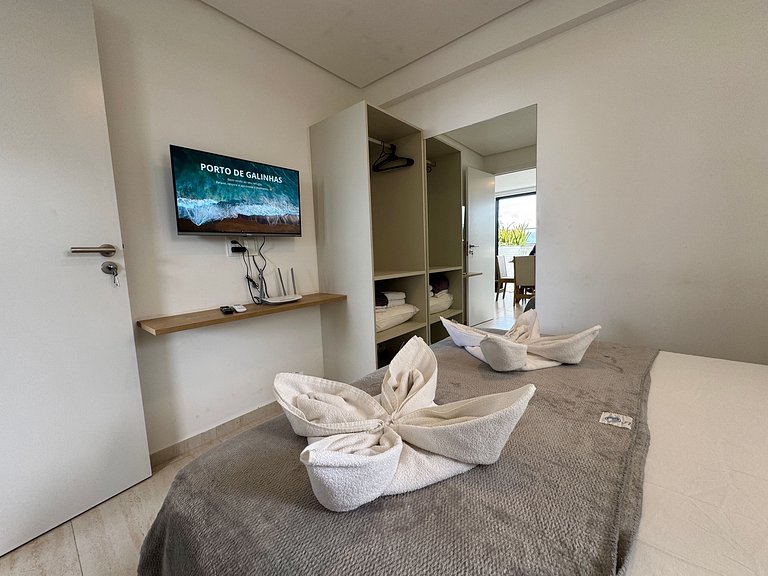 Flat beira-mar com piscina em Porto de Galinhas