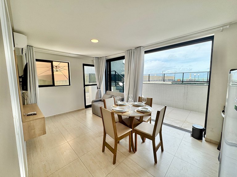Flat beira-mar com piscina em Porto de Galinhas