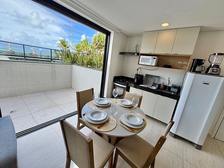 Flat beira-mar com piscina em Porto de Galinhas