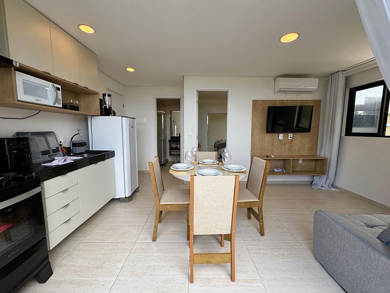 Flat beira-mar com piscina em Porto de Galinhas