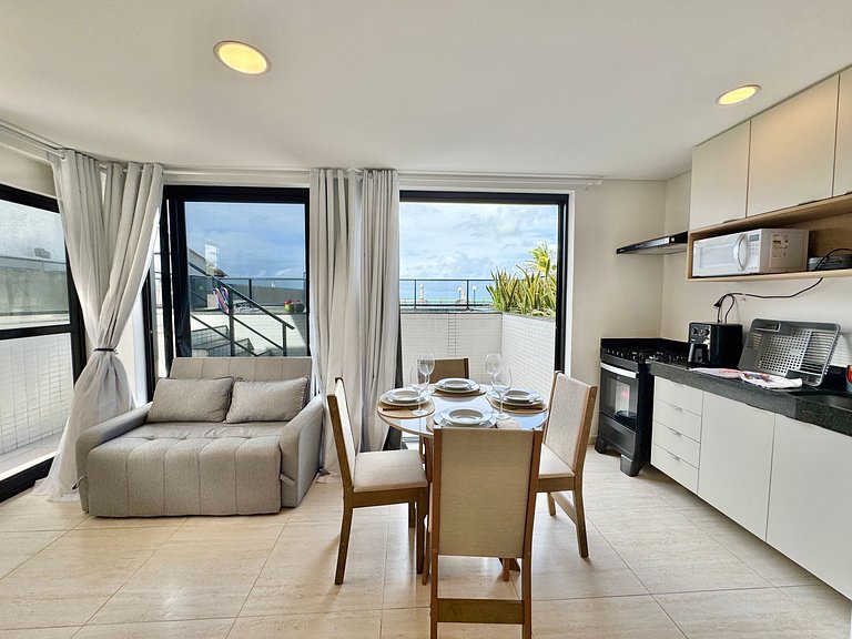 Flat beira-mar com piscina em Porto de Galinhas