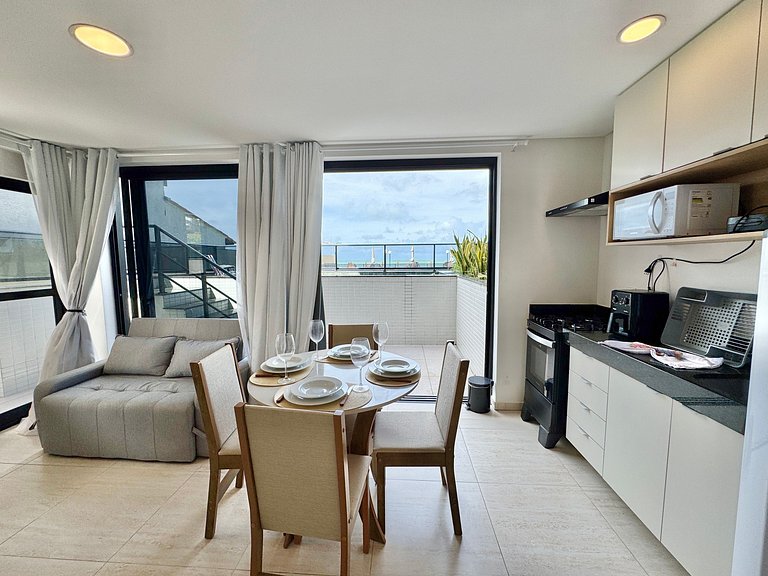 Flat beira-mar com piscina em Porto de Galinhas