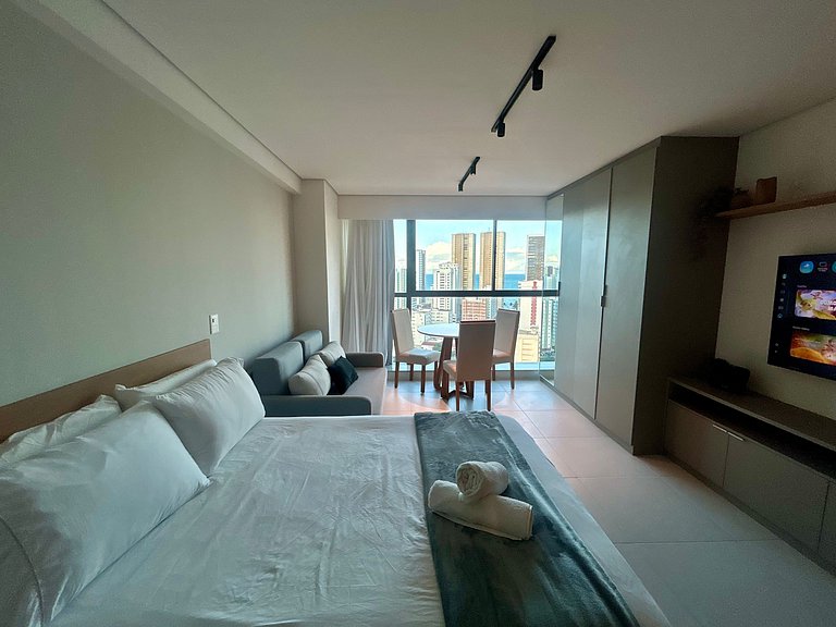 Studio luxo em Boa Viagem, Recife | Rooftop 360°