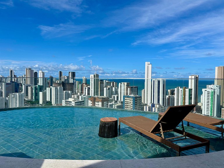 Studio luxo em Boa Viagem, Recife | Rooftop 360°