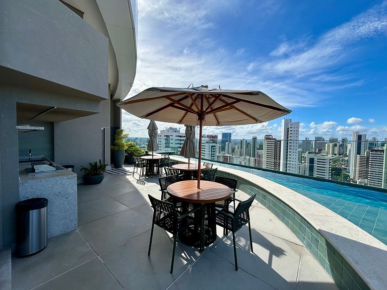 Studio luxo em Boa Viagem, Recife | Rooftop 360°