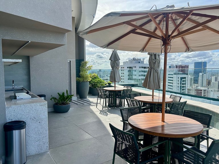 Studio novo em Boa Viagem | Piscina no rooftop