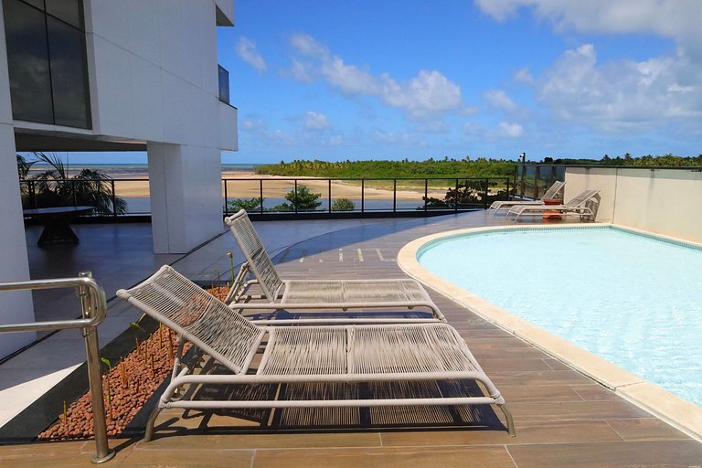 Apto beira-mar com piscina em Barra de Jangada